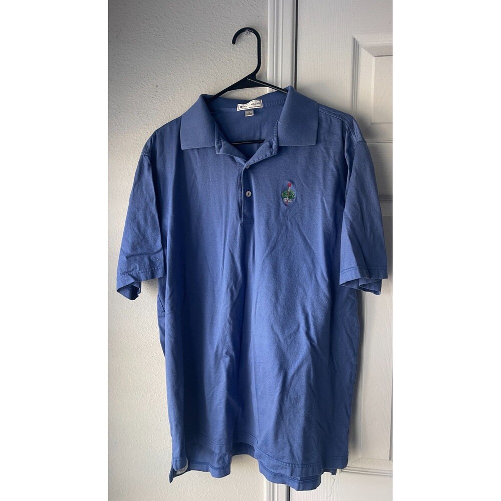 Merion Golf Club Polo Shirt Mens Large Blue Short Sleeve Petter Millar Cotton